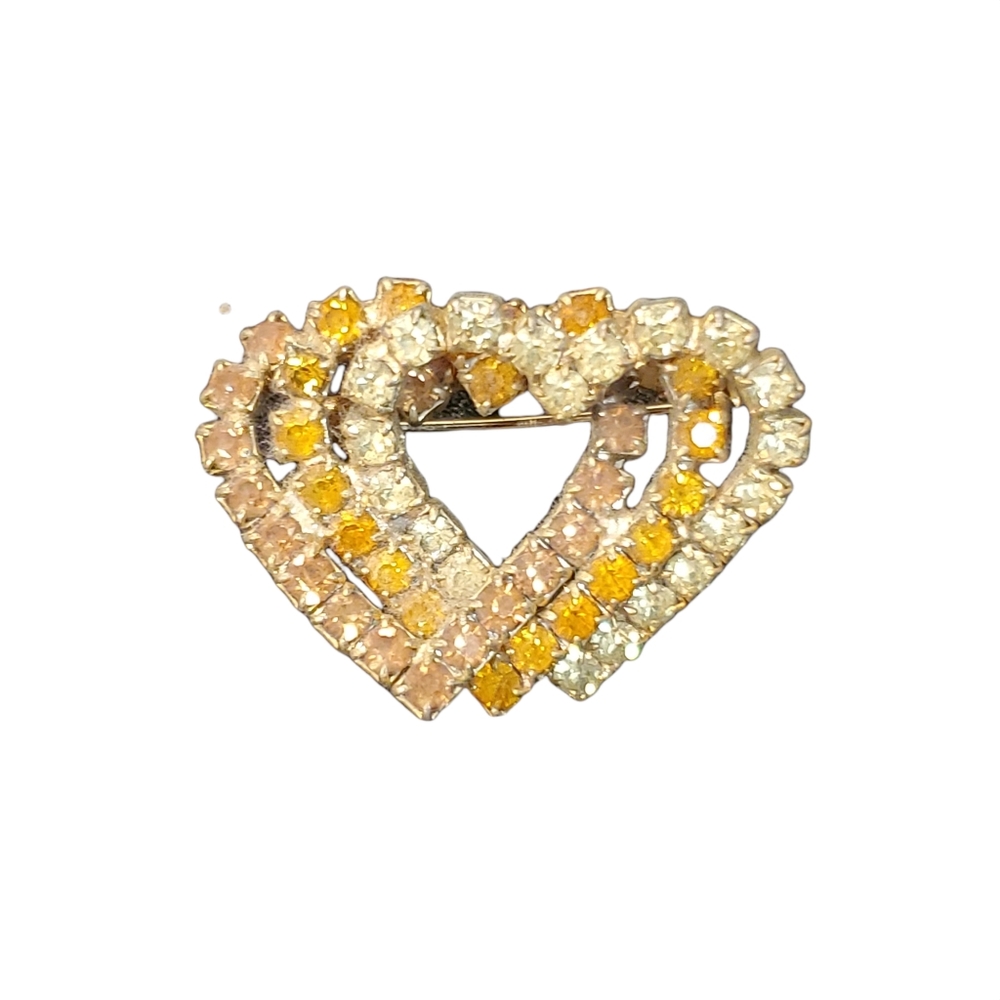 Yellow Antique Heart Broach